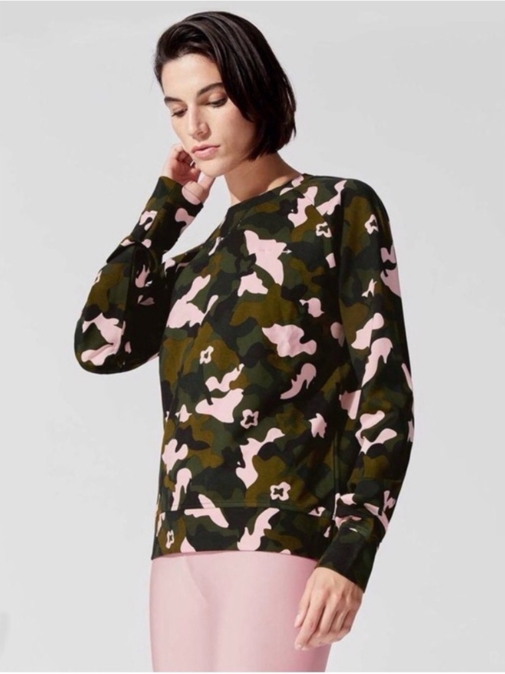 The Upside Forest Camo Bondi Crewneck Sweatshirt Size 6